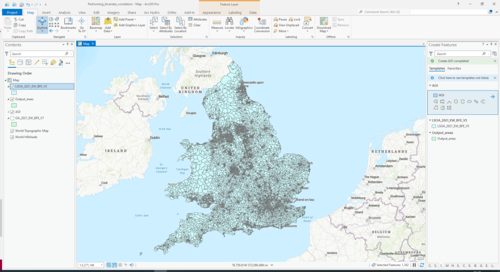 ArcGIS Pro map showing lower layer super output census output areas.